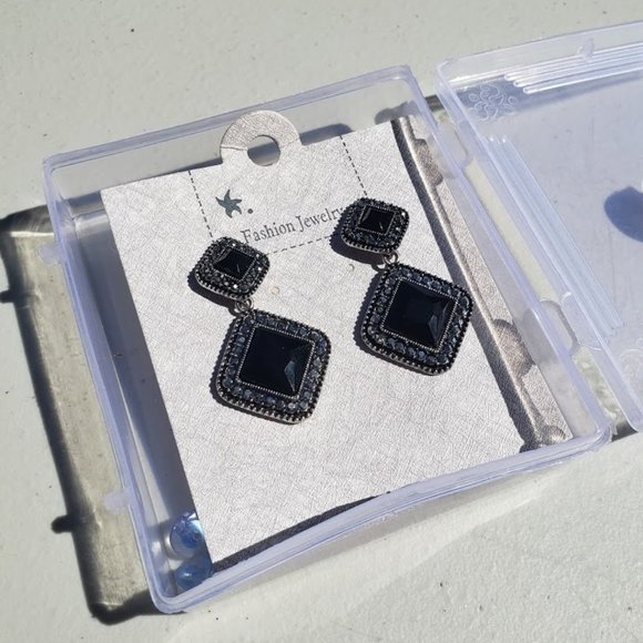 Black and Silver Earrings - Picture 3 of 3